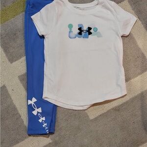 Under Armour White Tee and Blue Leggings Set